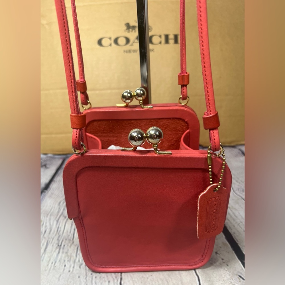 Vintage COACH 9002 Retro Swing Bag Tote CORAL PINK RARE EXC COND One-Sided Tag